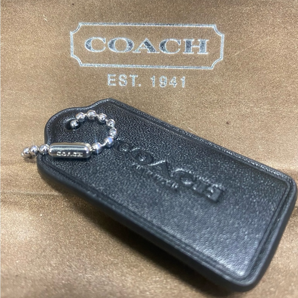 Coach Black Leather Keychain • Luxury Tag